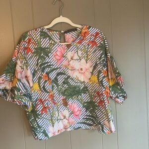 Zara Floral Striped Women's Top